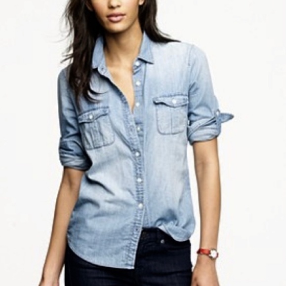 J. Crew Tops - J. Crew Chambray Keeper Button Down Shirt
